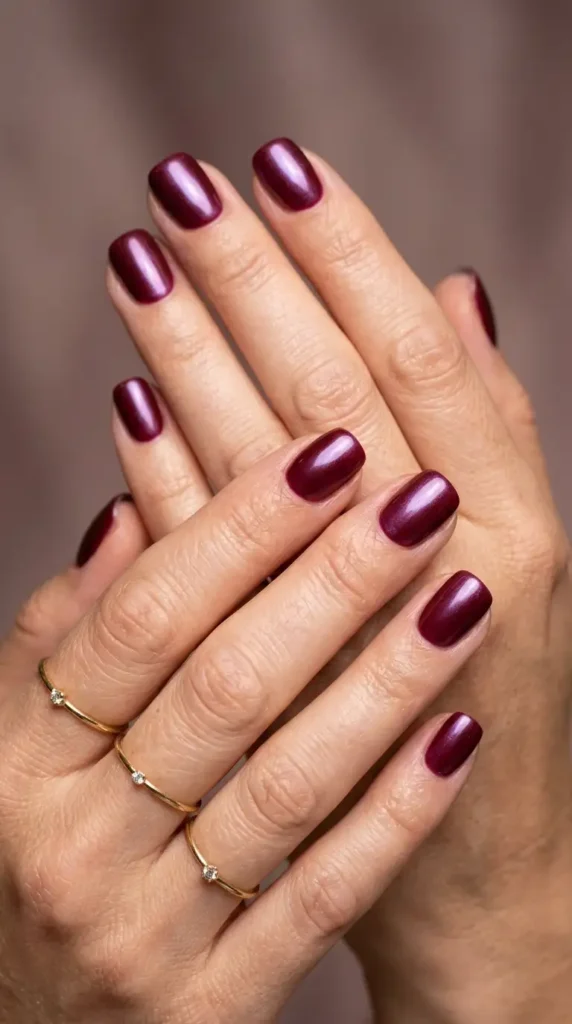 Burgundy Glazed Donut Gel Nails