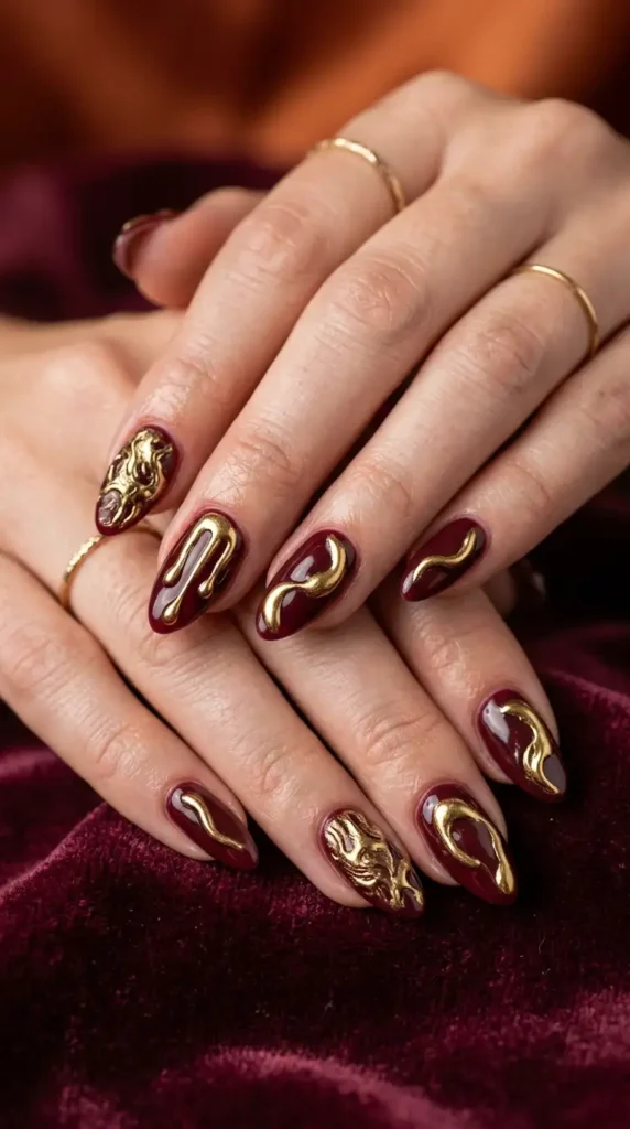 Burgundy Gold Chrome Details