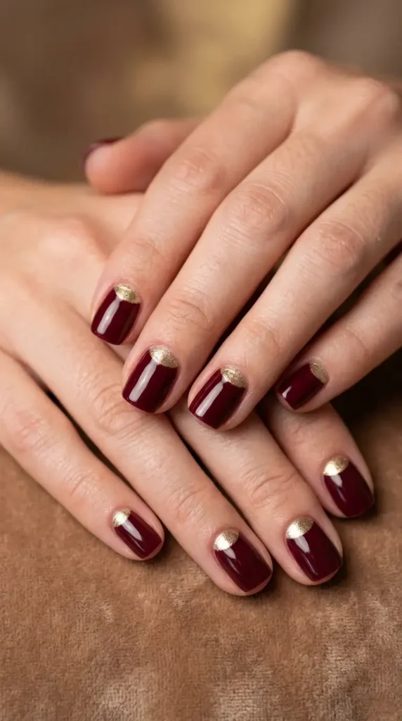 Burgundy Half Moon Manicure