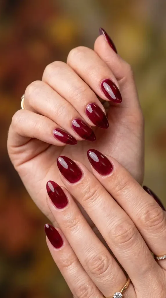 Burgundy Jelly Nails