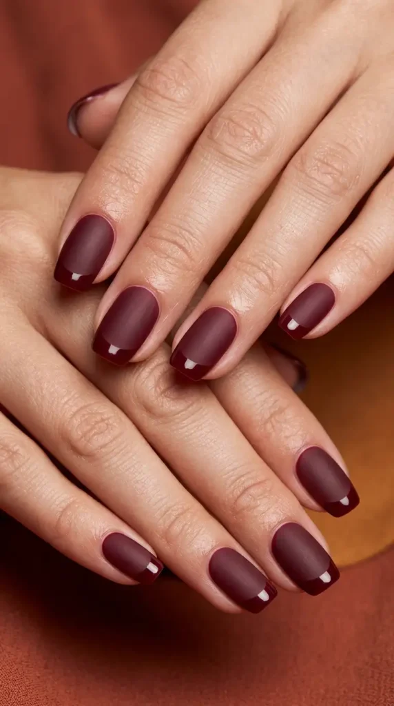 Burgundy Matte with Glossy Tips