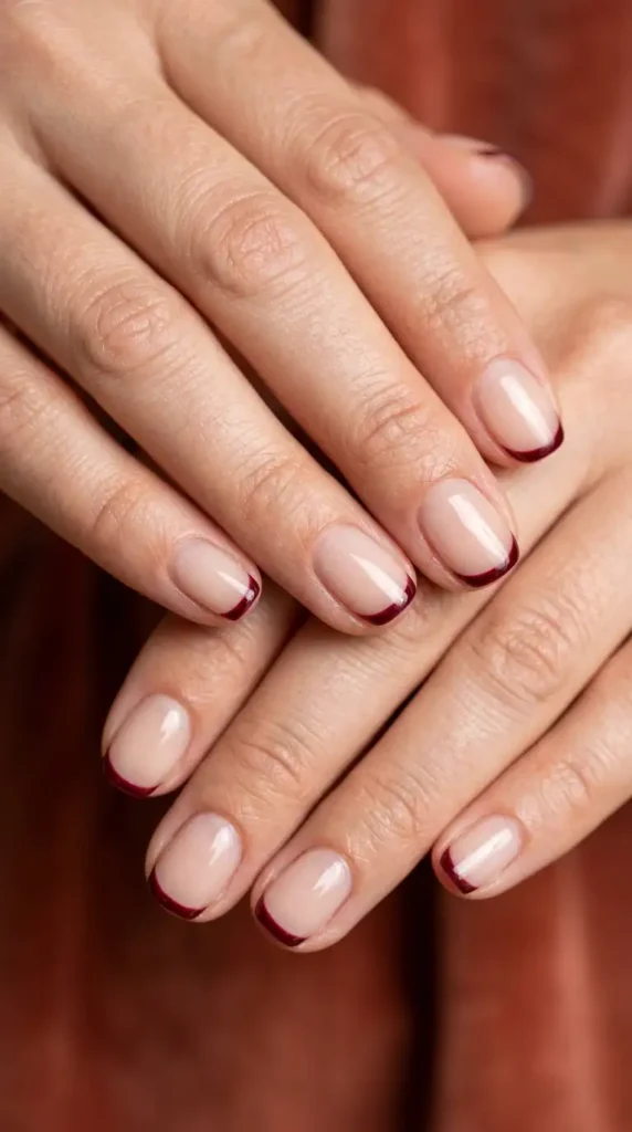 Burgundy Micro French Manicure