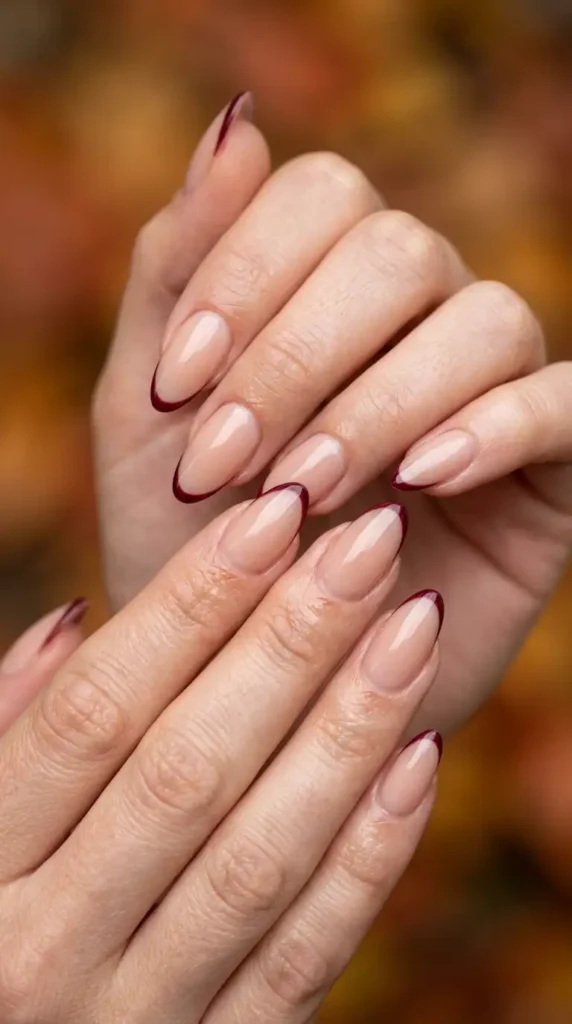 Burgundy Micro French Tips