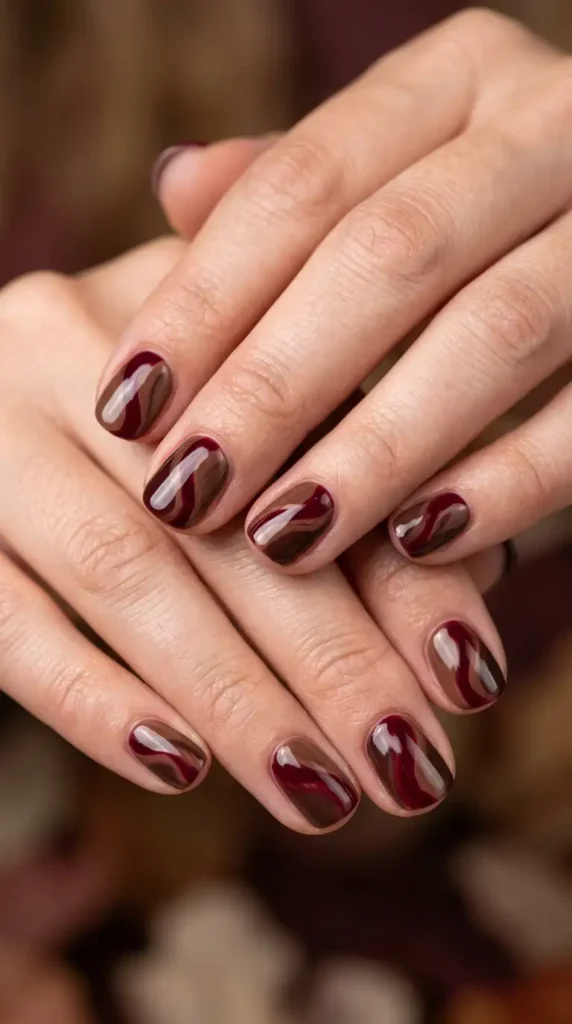 Burgundy & Mocha Abstract Waves