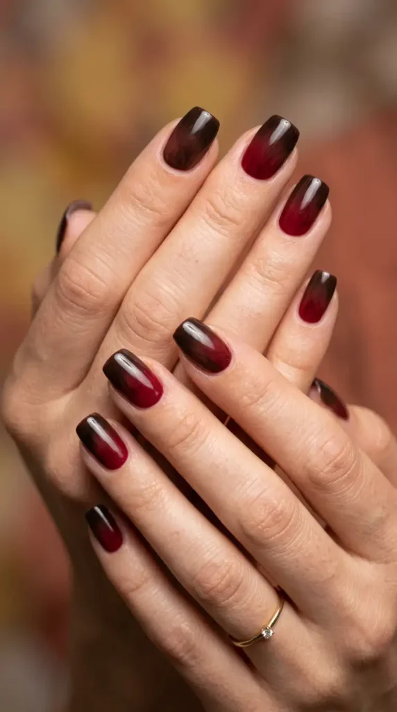 Burgundy Ombré Nails