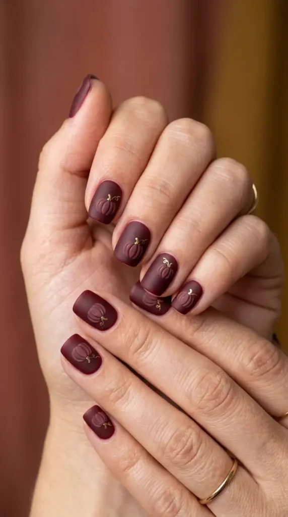 Burgundy Pumpkin Spice Nail Art