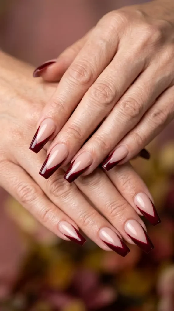 Burgundy Side French Coffin Nails