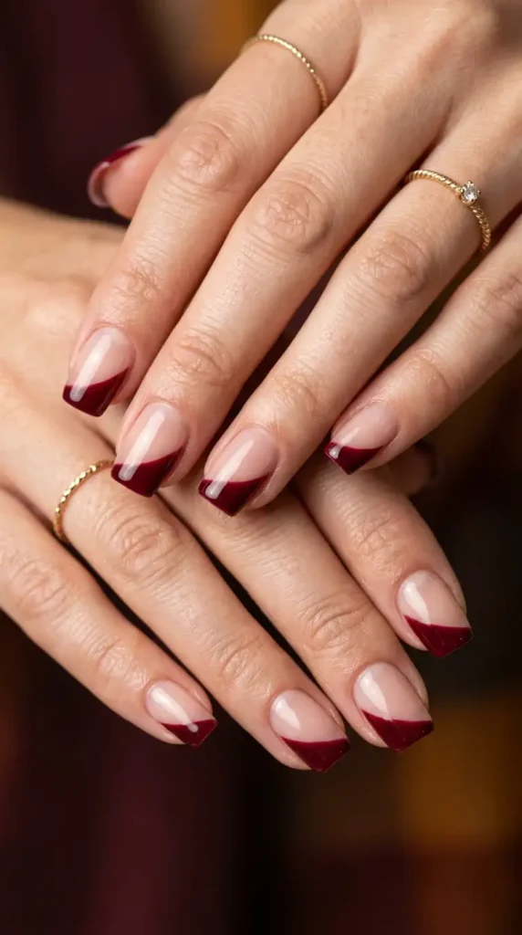 Burgundy Side French Tips
