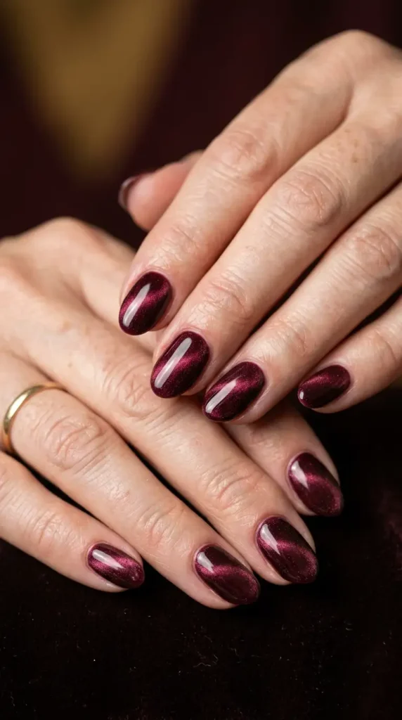 Burgundy Velvet Magnetic Nails