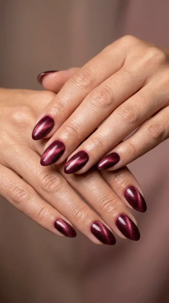 Burgundy Velvet Nails