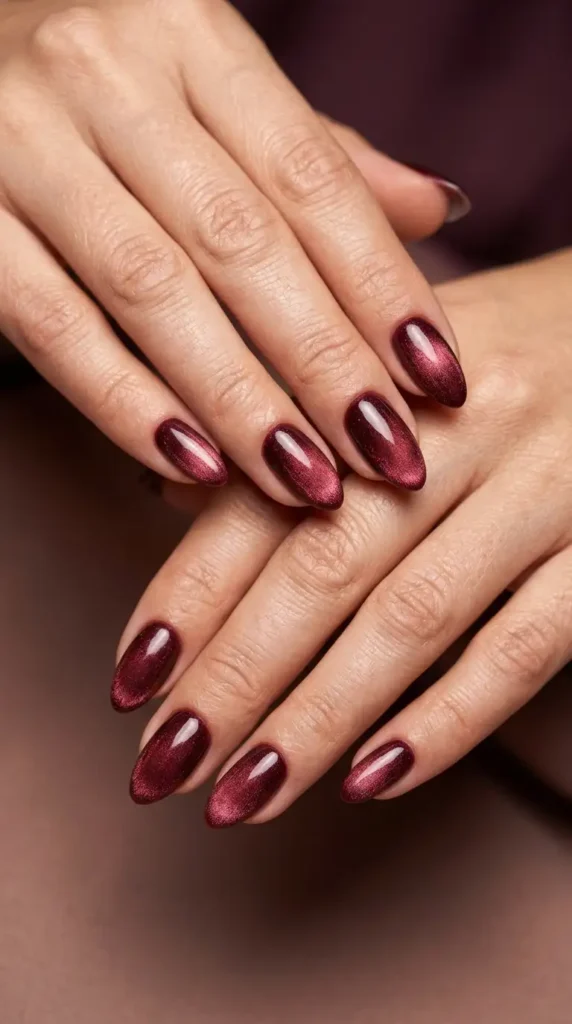 Burgundy Velvet Ombre Nails