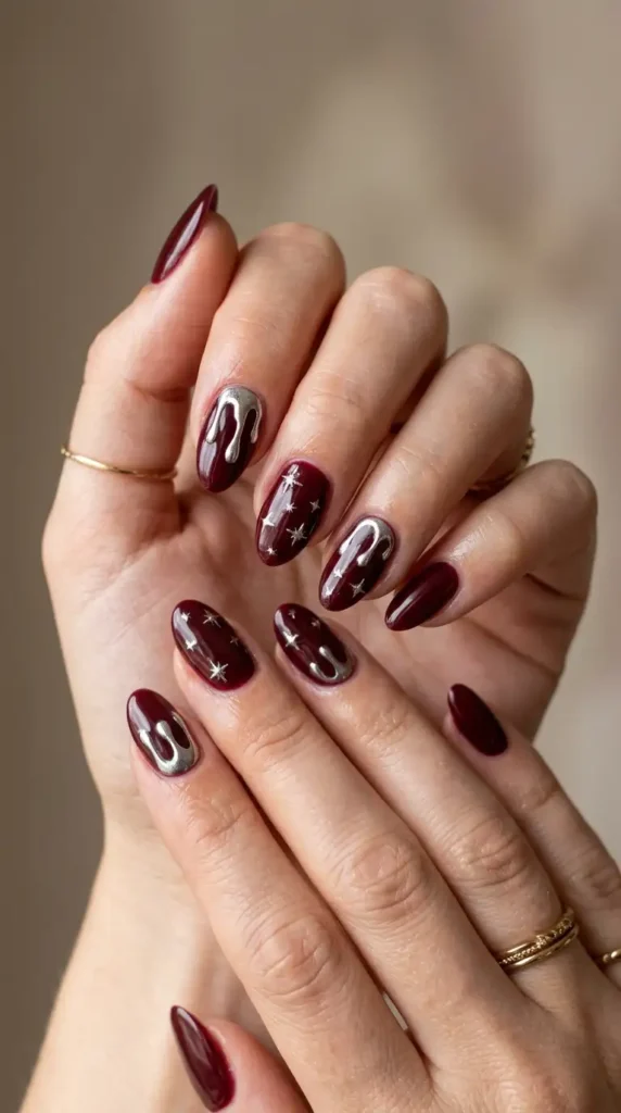 Burgundy with Silver Chrome Accents