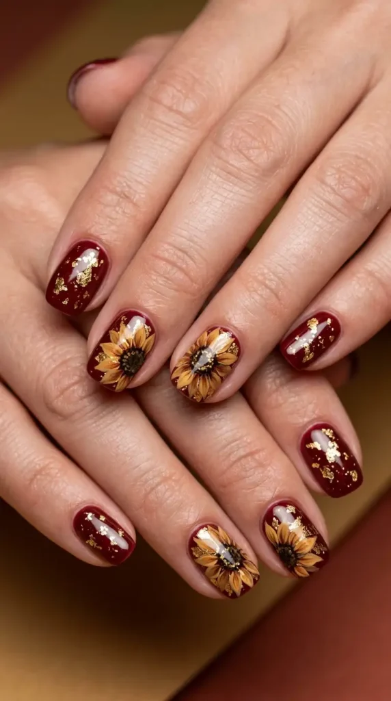 Burnt Crimson with Gold Leaf Flakes