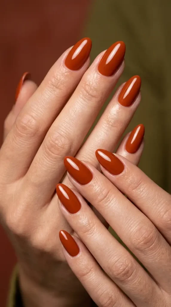 Burnt Orange Almond Autumn Nails