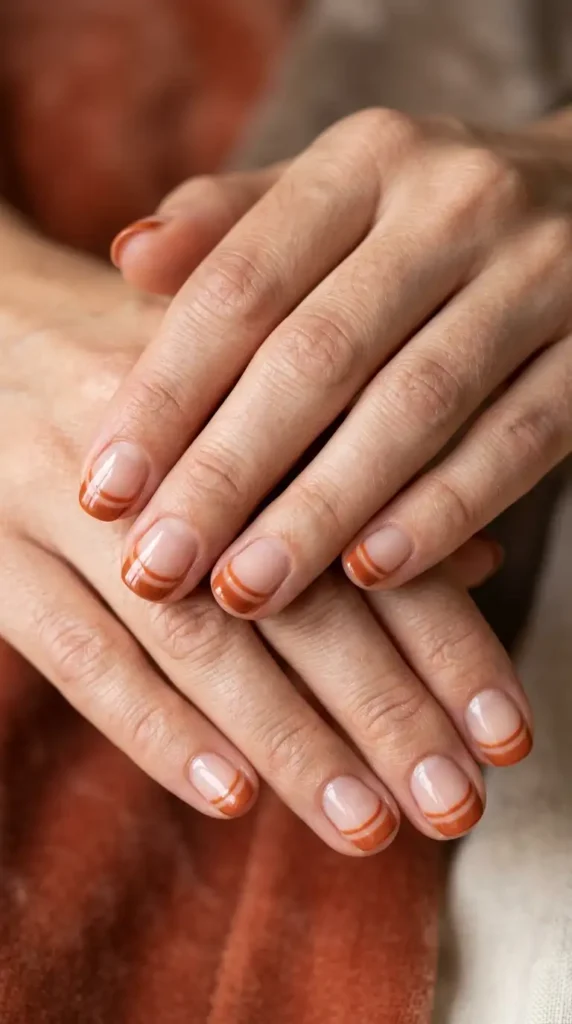 Burnt Orange Double French Line Design