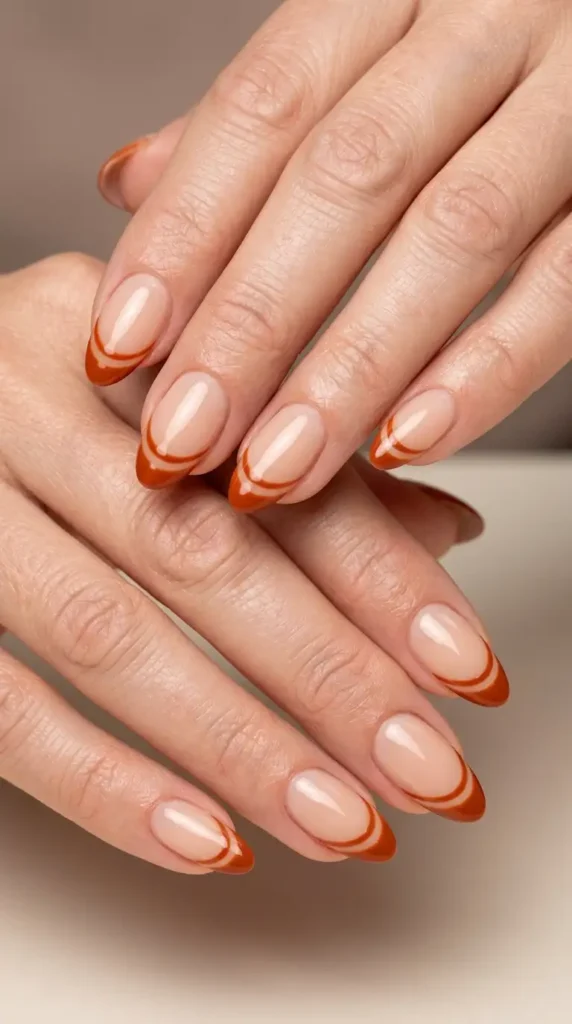 Burnt Orange Double French Tips