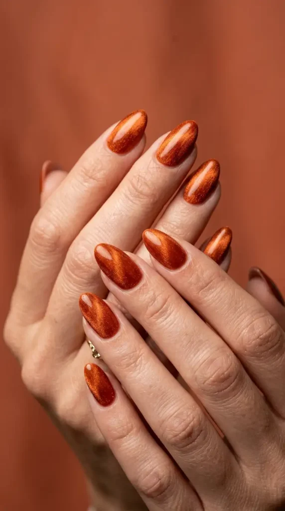 Burnt Orange Velvet Nails