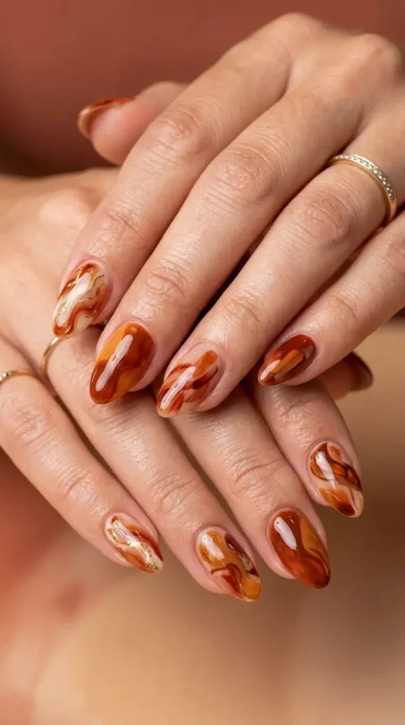 Burnt Sienna Abstract Nails