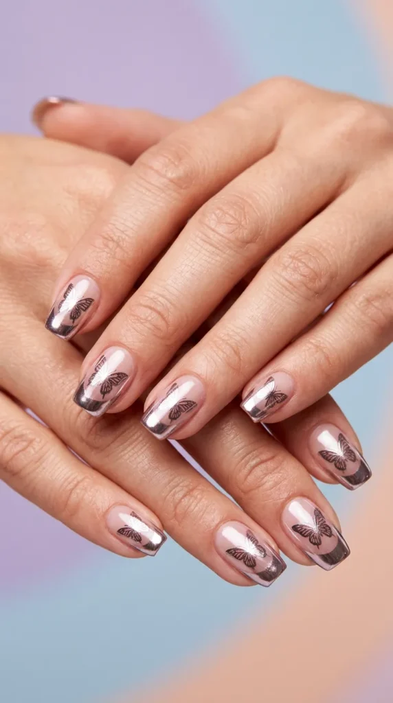 Butterfly Chrome French Tips