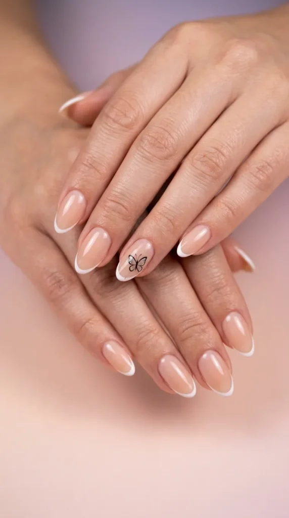 Butterfly Micro French Nails