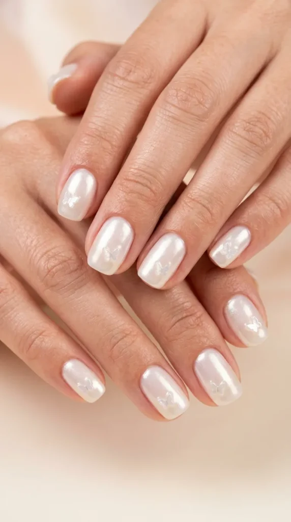 Butterfly Pearl Glazed Nails