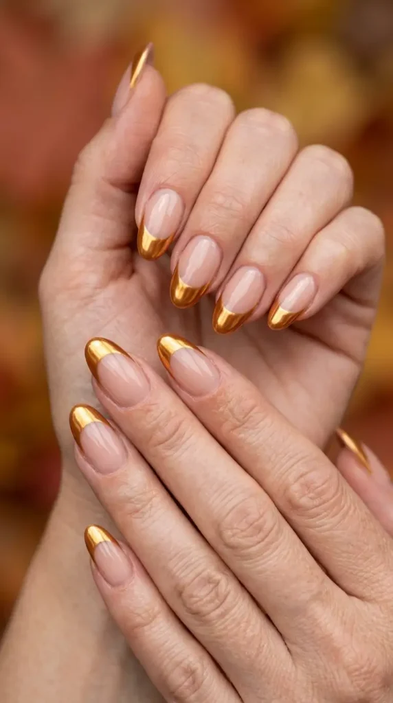 Caramel Chrome French Tips