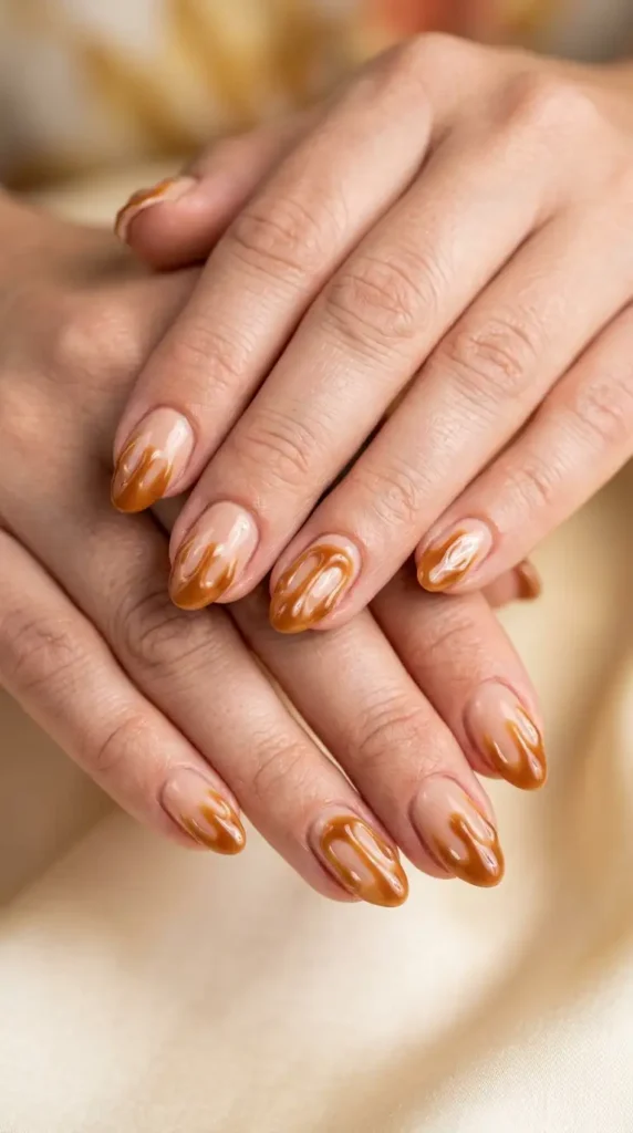 Caramel Drip Nail Art