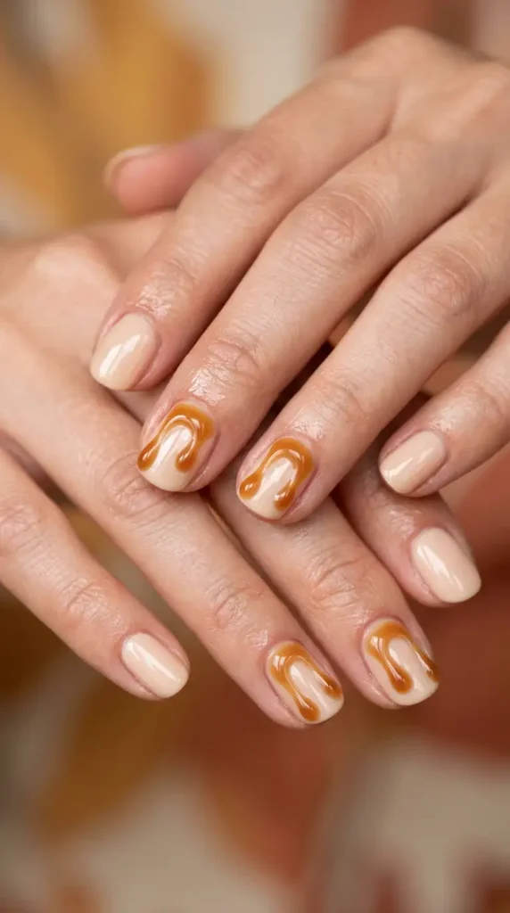 Caramel Drip Nails
