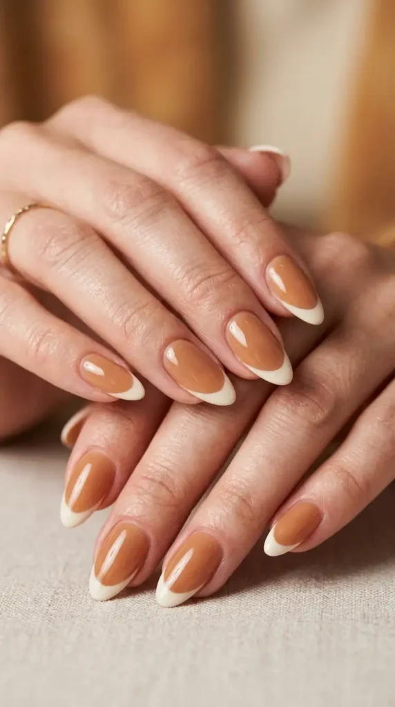 Caramel Latte French Nails