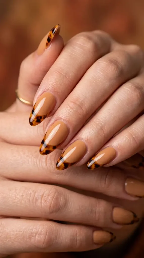 Caramel Tortoise French Tips
