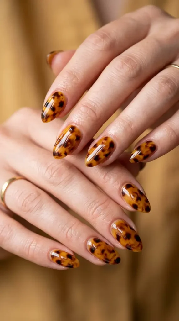 Caramel Tortoiseshell Nails