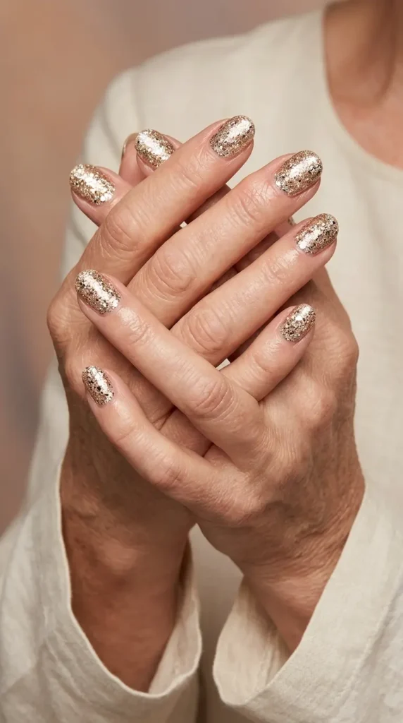 Champagne Gold Glitter Nails