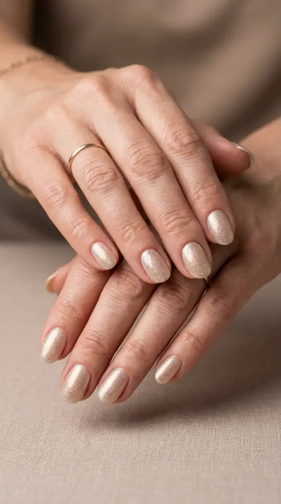 Champagne Shimmer Nails