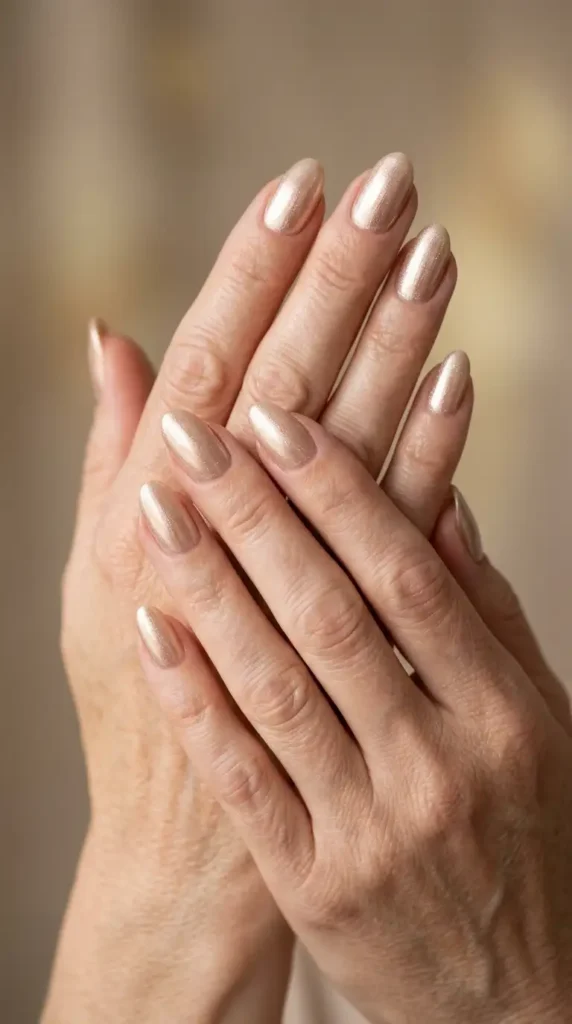Champagne Shimmer Nude Nails