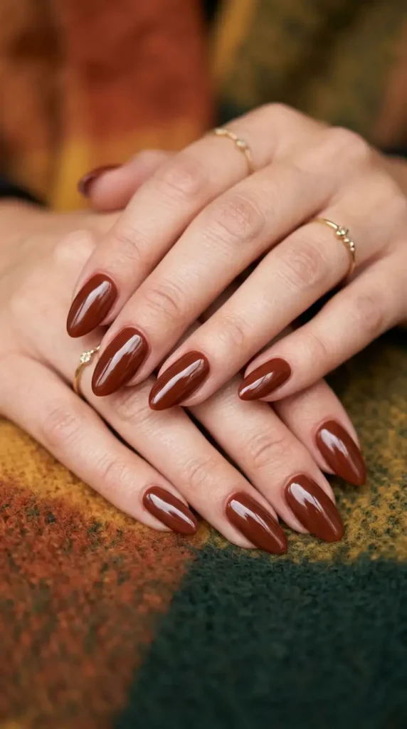 Chestnut Brown Almond Nails