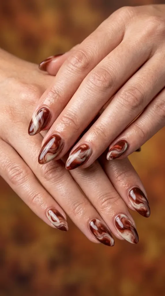 Chestnut Swirl Nails
