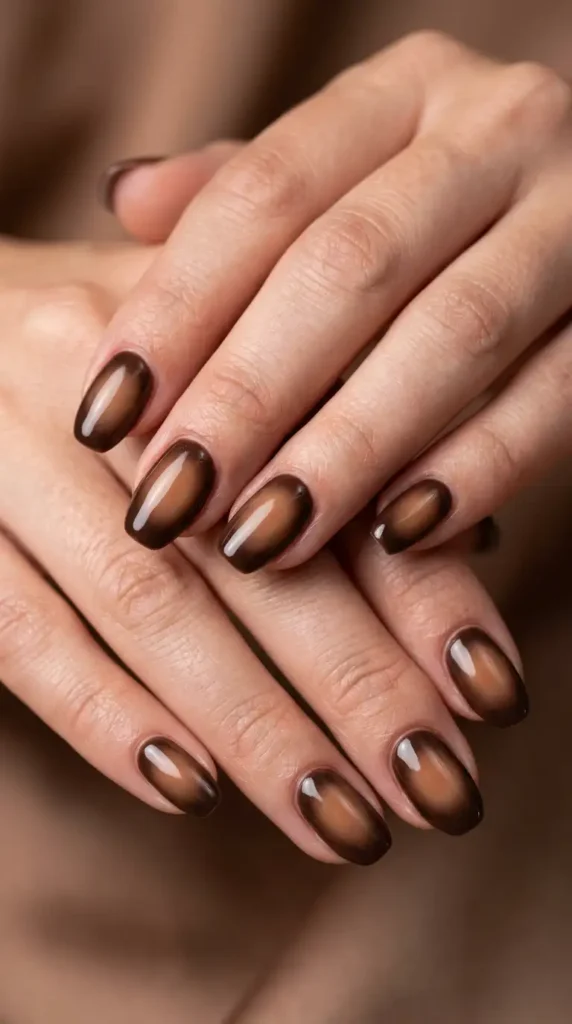  Chocolate Brown Aura Nails
