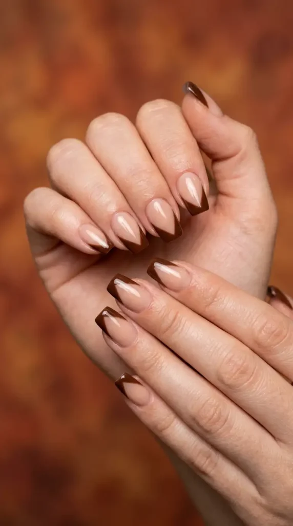 Chocolate Brown French Tips