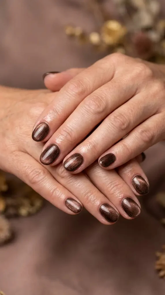 Chocolate Brown Velvet Nails