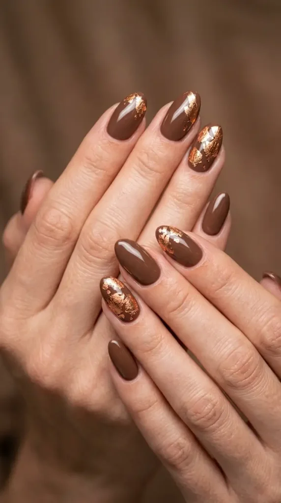 Chocolate Brown with Copper Leaf Foil