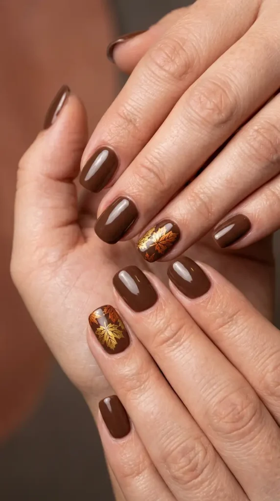 Chocolate Brown with Maple Leaf Art