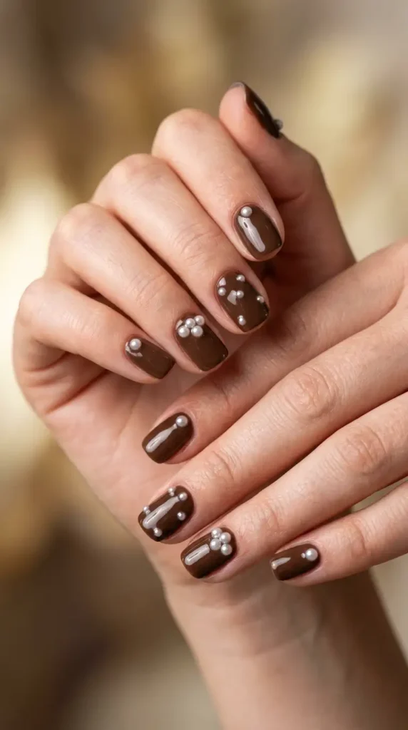 Chocolate Brown with Tiny Pearl Embellishments