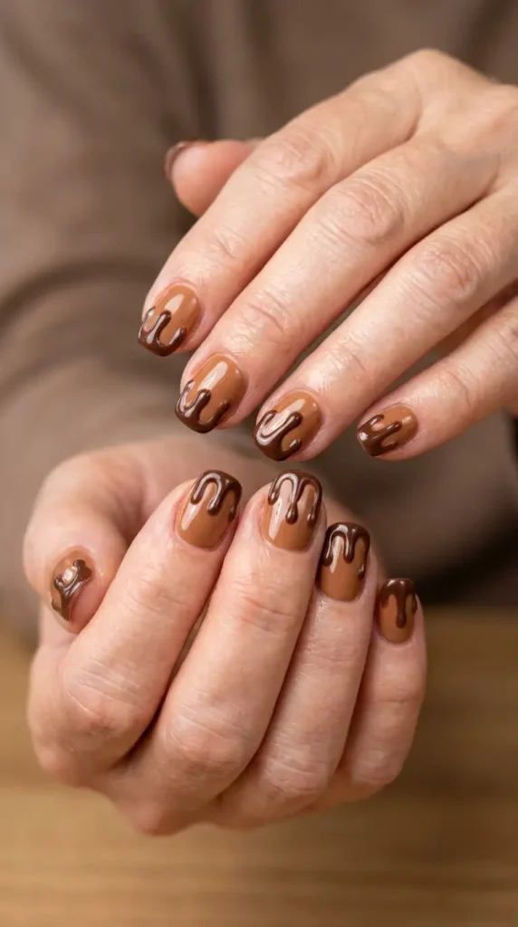 Chocolate Drip Nail Art