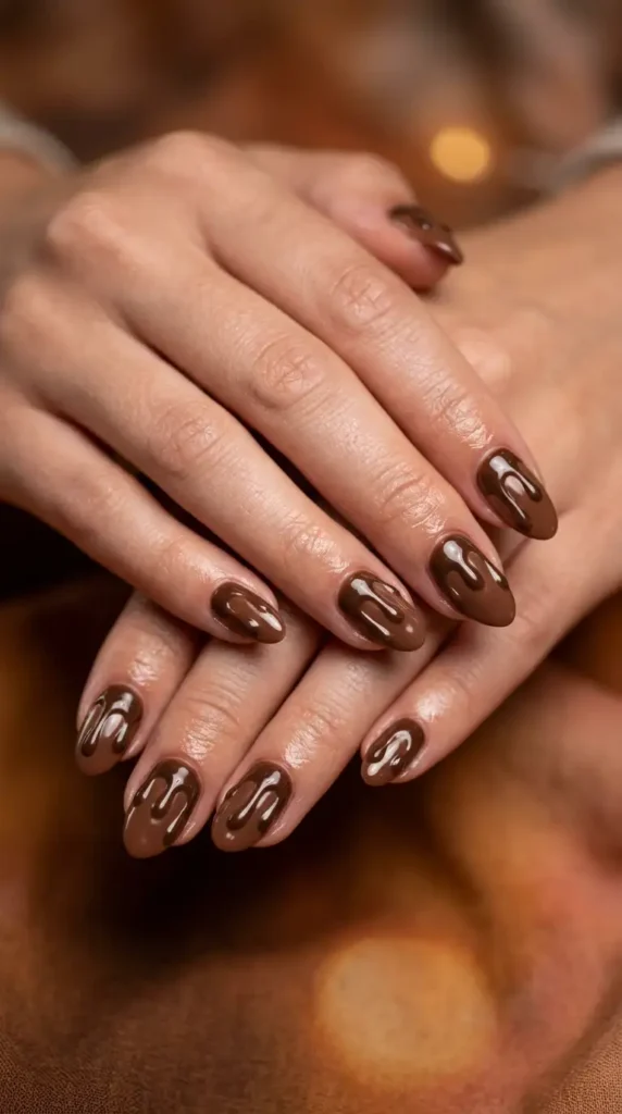Chocolate Drip Nails