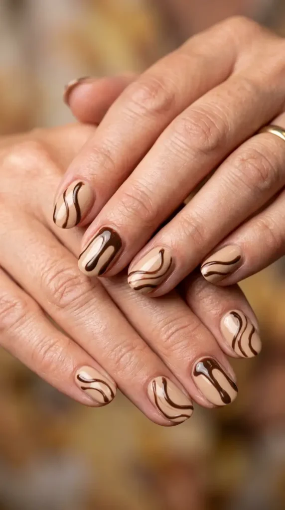 Chocolate Drizzle Neutral Nails