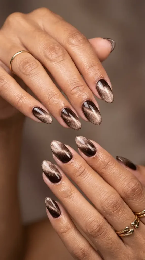 Chocolate Velvet Ombre Nails