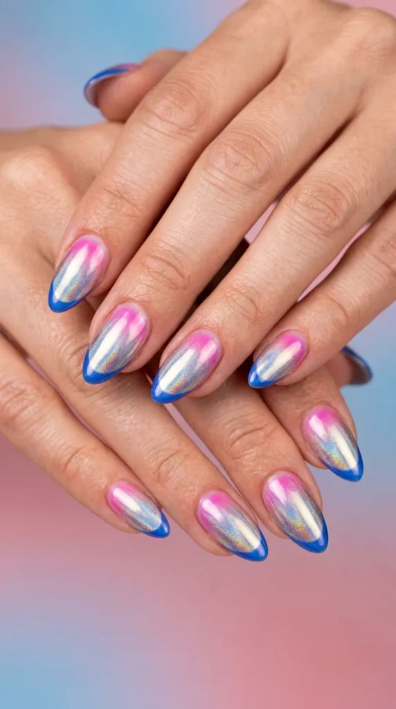 Chrome Aura French Nails