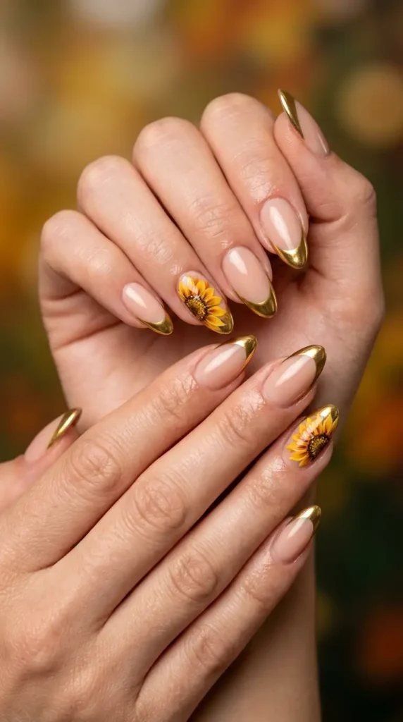 Chrome French with Sunflowers (Trending)