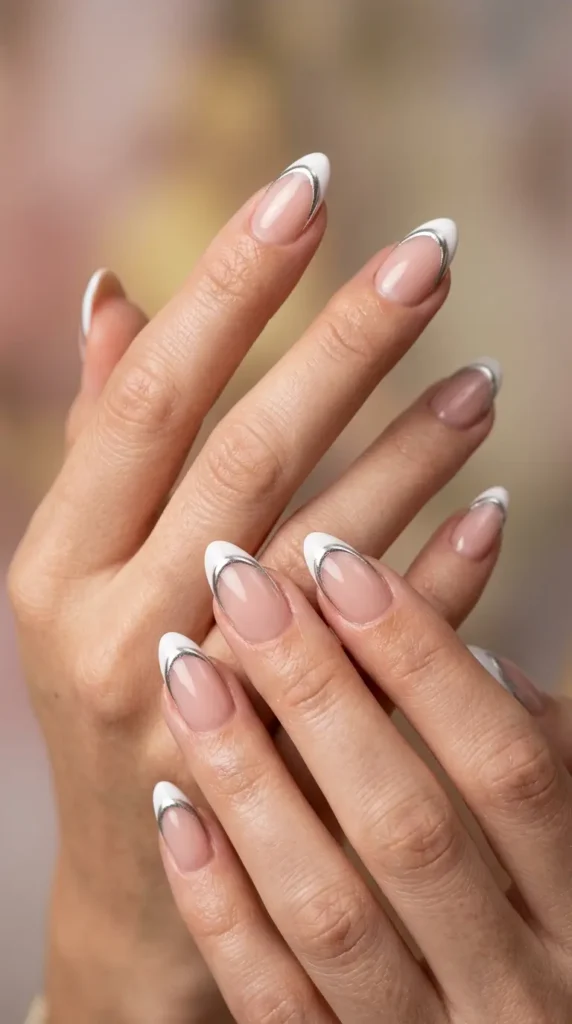 Chrome Outline French Tips