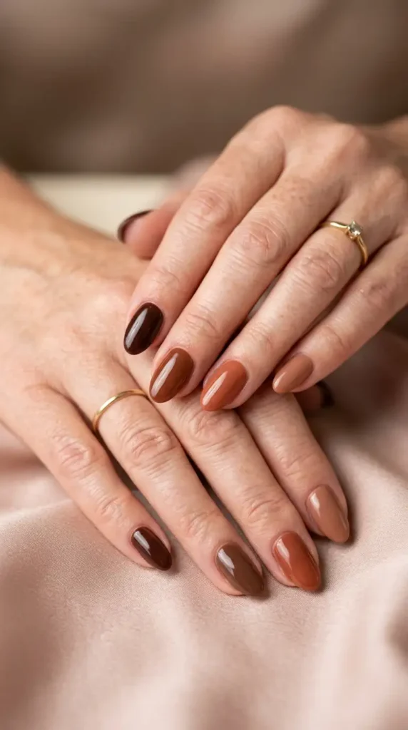 Cinnamon Brown Gradient Nails